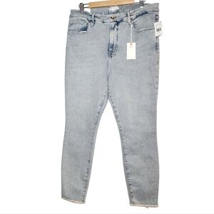 NWT Good American Good Legs Jeans Crop Fray Hem Size 18 Lightweight Stretch